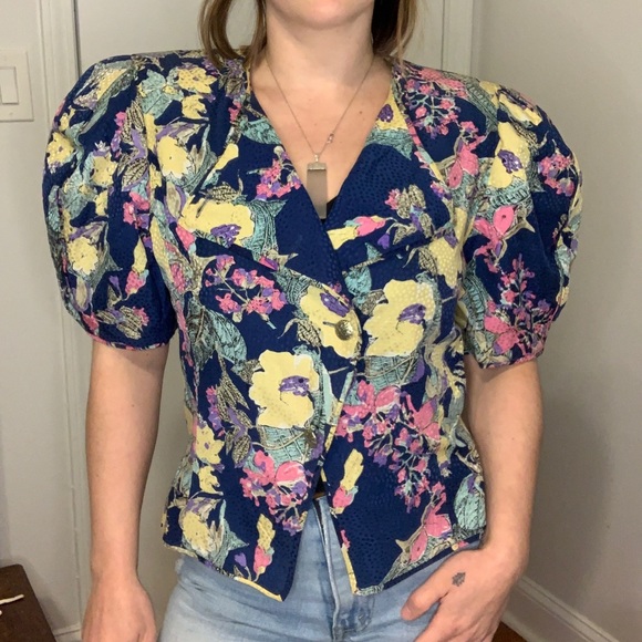 80s floral cropped blazer - Picture 3 of 3